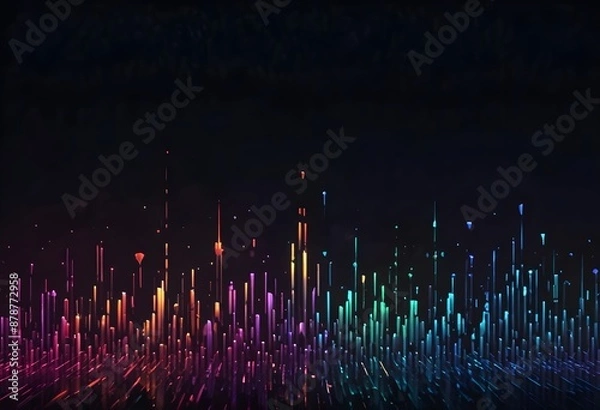 Fototapeta Burst flower like holographic Crystal with colorful light reflections, dark background, painting, multicolor, reflections, shiny, background, abstract, fantasy