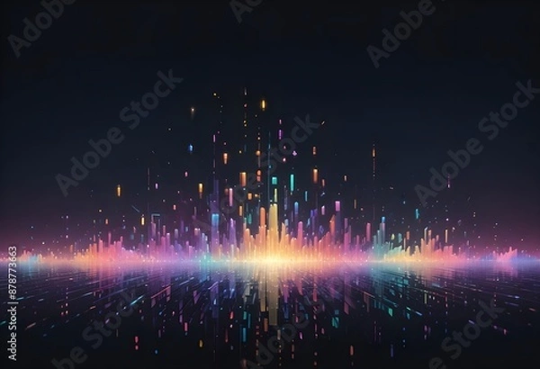 Fototapeta Burst flower like holographic Crystal with colorful light reflections, dark background, painting, multicolor, reflections, shiny, background, abstract, fantasy