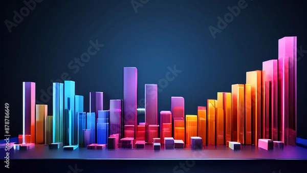 Fototapeta Banking made clear! Easy-to-understand 3D bars show your financial activity