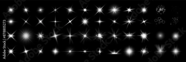 Fototapeta Light effects. Light effect set. light effect vector, glitter, sun, sun flash, lens flare, explosion, white light, spark, spotlight, dust, curve loop, line, explosion, effect vector, transparent, png