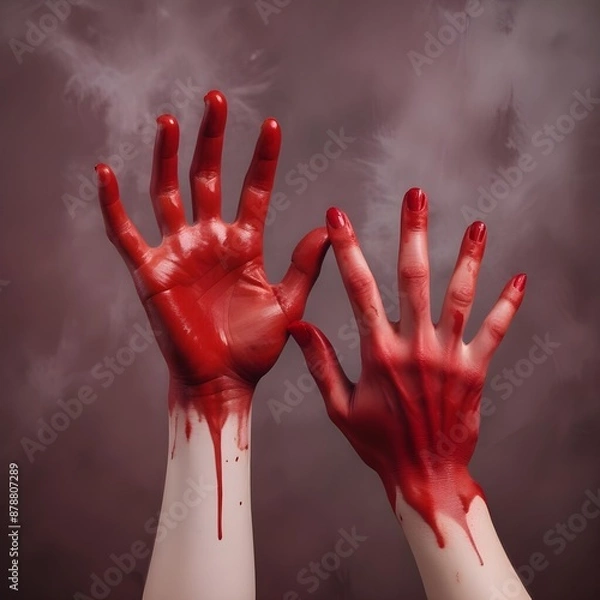 Obraz Red handed, English iodem caught red handed meaning to be caught in the act of doing something you shouldn't be doing.