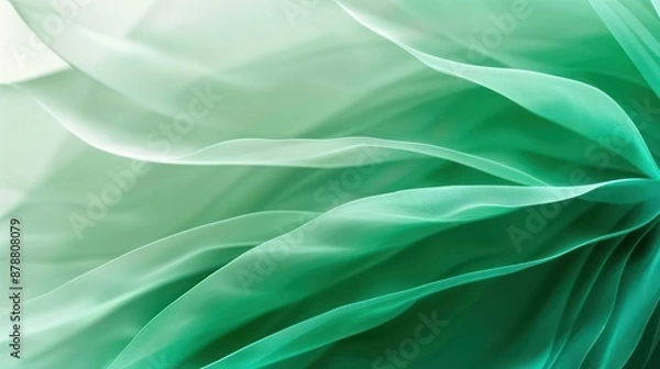Fototapeta Abstract Background, gradient blurs in translucent layers from rich emerald to light mint, evoking a fresh and natural atmosphere with subtle, airy transitions.