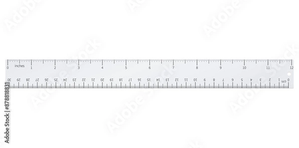 Fototapeta Horizontal Ruler Icon Isolated On White Background, Measuring Scale Vector Illustration.	