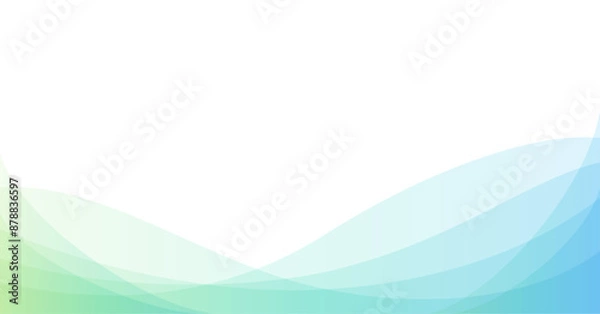 Fototapeta 爽やかなブルーとグリーンのシンプルウェーブ背景（バナー　見出し　タイトル　フレーム　メッセージカード）
