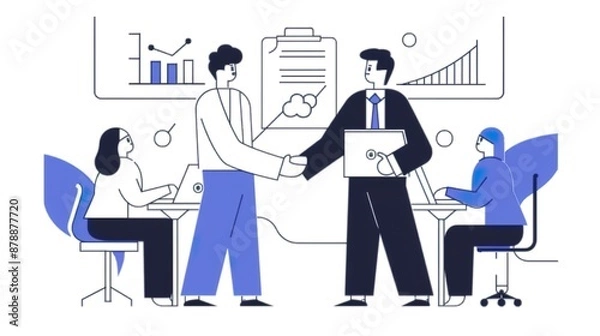 Obraz Business Professionals Shaking Hands in Office