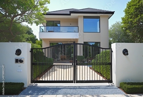 Fototapeta House with automatic gates