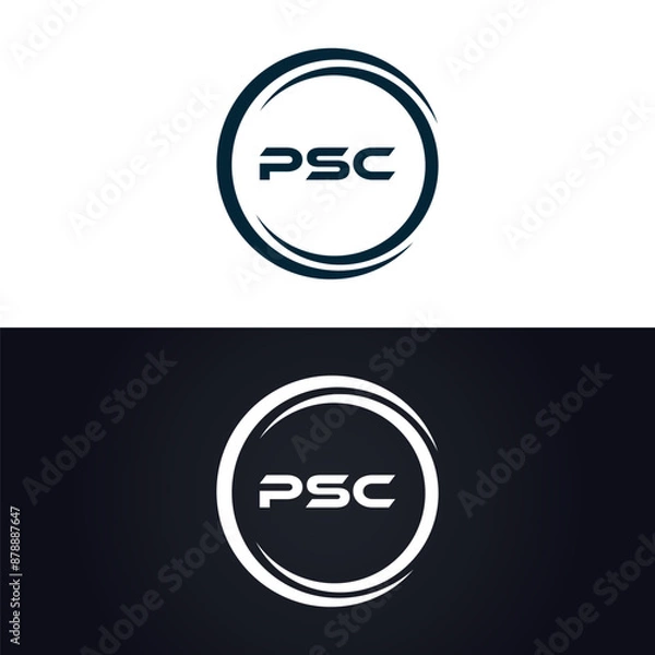 Fototapeta PSC logo. P S C design. White PSC letter. PSC, P S C letter logo design. P S C letter logo design in GOLD, GOLDEN LOGO, THREE, style. letter logo set in one artboard. P S C letter logo vector design.