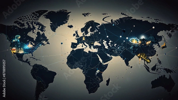 Obraz world map with code