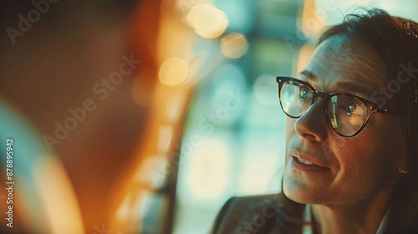 Fototapeta Out-of-Focus Corporate Office Environment, Team in Action