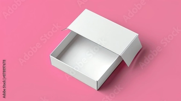 Fototapeta Open White Box on Pink Background.