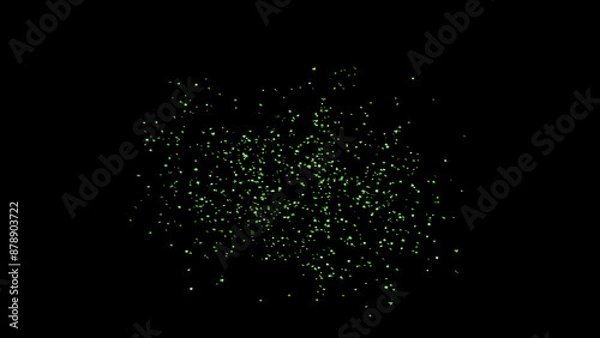 Fototapeta Green Confetti explodes on a black background