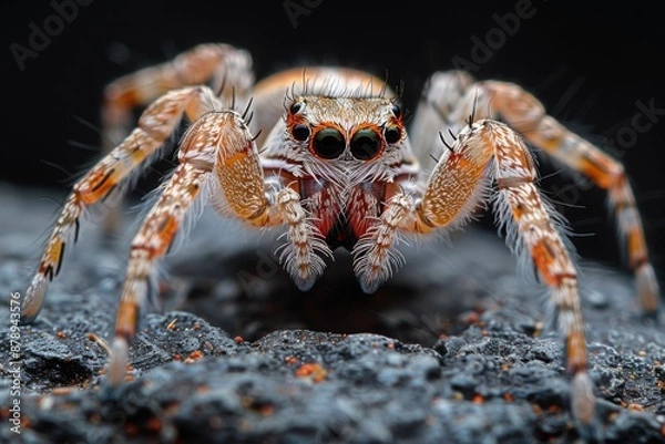 Fototapeta Close-Up of a Jumping Spider with Striking Eyes