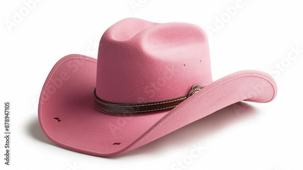Obraz A simple image of a cowboy hat on a white background Suitable for various design projects. brown cowboy hat, white background, cowboy hat, isolated hat, western hat, brown hat, hat photography,