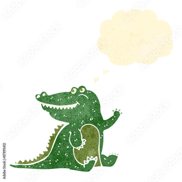 Fototapeta retro cartoon crocodile with thought bubble