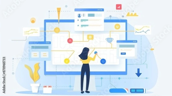 Fototapeta A marketer creating a detailed customer journey map to improve the user experience.