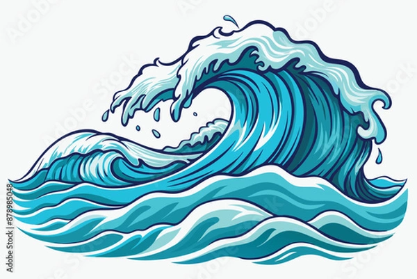 Obraz sea waves sketch vector illustration