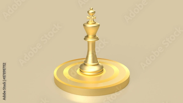 Fototapeta The gold king chess on bulleye  target for Business concept 3d rendering.