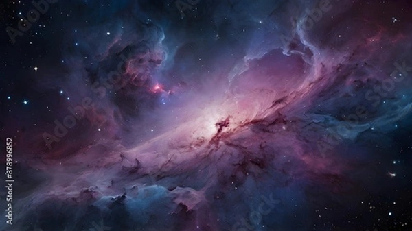 Obraz Cosmic Nebula Abstract Background with Deep Blues, Purples, and Pinks

