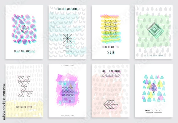 Obraz Hand drawn watercolor set of cards.