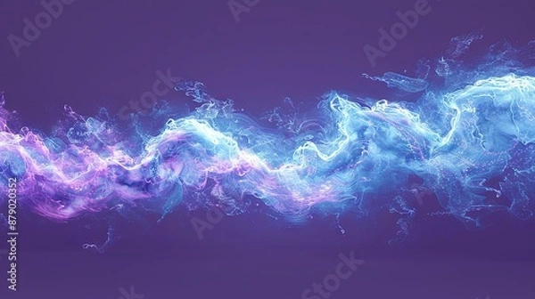 Fototapeta   A purple and blue background with smoke rising from both ends