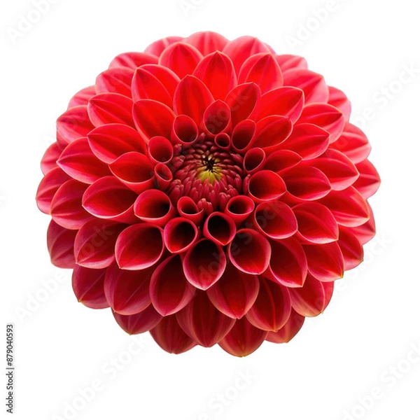 Fototapeta Red dahlia flower isolated on transparent background