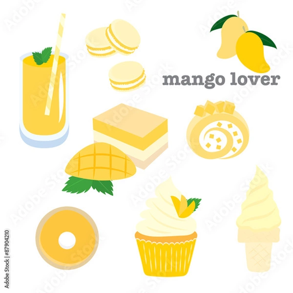 Obraz Sweet dessert mango flavor set.