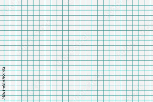 Obraz Sheet of graph paper with grid. Millimeter paper texture, geometric pattern. Blue lined blank for drawing, studying, technical engineering or scale measurement. Vector illustration