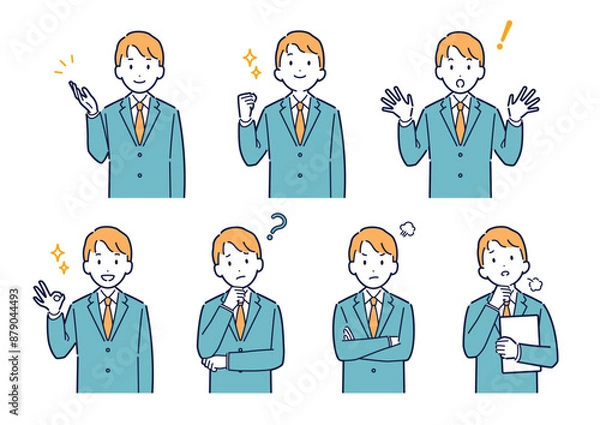 Obraz ビジネス男性の表情バリエーションセット＿イラスト