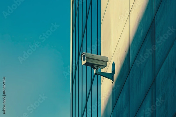 Obraz A security camera is mounted on a building