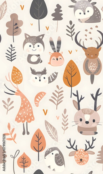 Fototapeta cartoon 2d illustrator doodle pattern, cute pattern in graphic seamless pattern