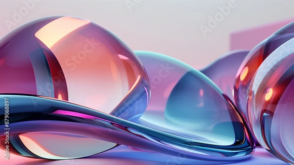 Obraz modern 3d wallpaper with abstract 3d glass shapes business background 