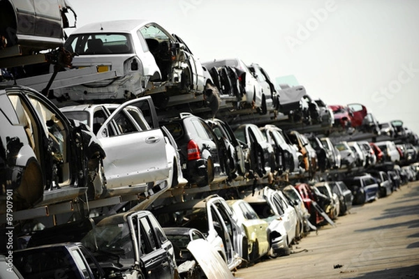 Obraz Wrecked car junkyard