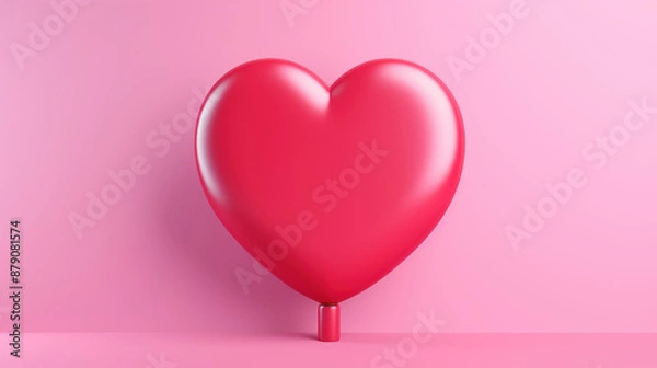 Fototapeta Valentines Day graphic with red heart in speech bubble on pink background. Perfect for decorations and illustrations.