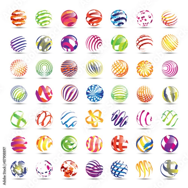 Obraz Sphere Icons Set - Isolated On White Background 