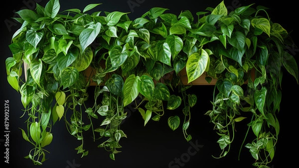 Obraz A pothos(Epipremnum aureum) with empty background. Created with generative AI