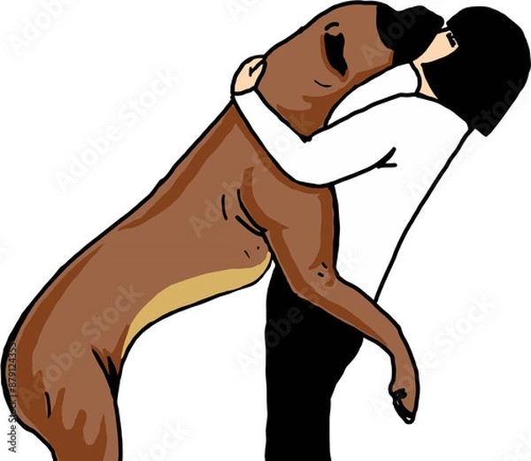 Obraz Mistress hugs with big pet dog lovingly