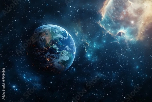 Fototapeta Earth in the Universe: Stunning Celestial Landscape with Milky Way