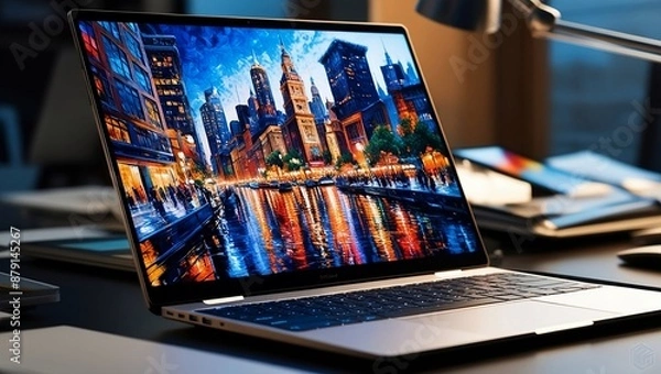 Fototapeta laptop with a mouse, Generative Ai