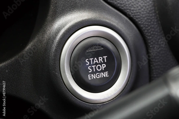 Fototapeta start stop engine buttons in car