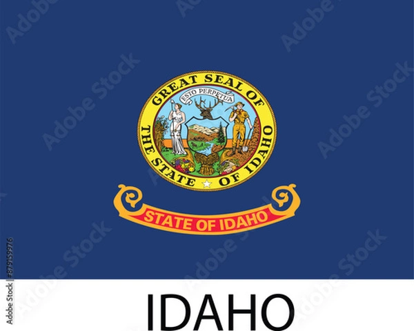 Fototapeta Idaho Flag, United States Flags, Vector Image, Editable illustration, Geography, Learn US Flags