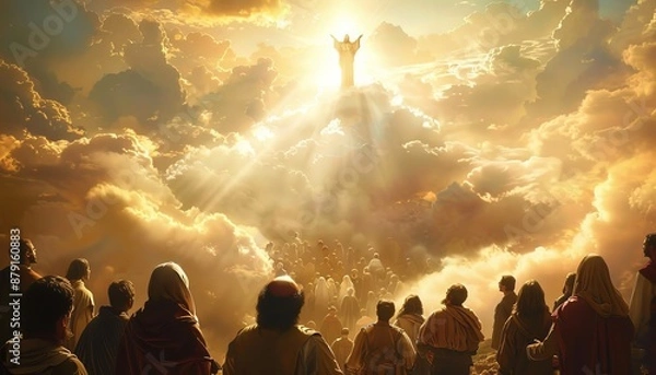 Obraz The Ascension of Jesus: A Heavenly Departure Surrounded by Disciples