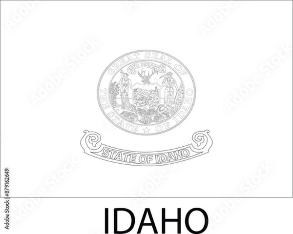 Fototapeta Idaho Flag, Alabama Flag, United States Flags, Black and White Image, Vector Image, Editable illustration, Geography, Learn US Flags