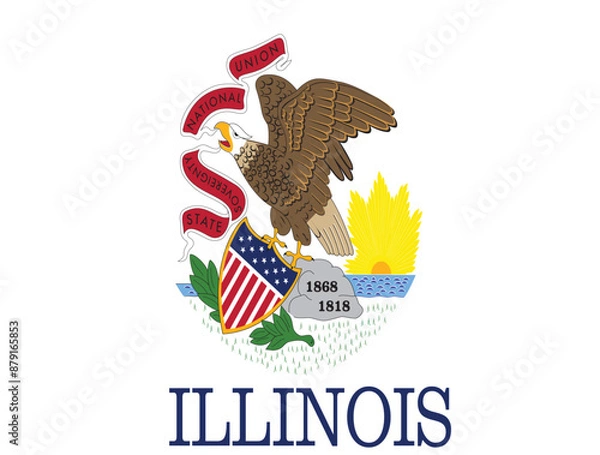 Fototapeta Illinois Flag, United States Flags, Vector Image, Editable illustration, Geography, Learn US Flags