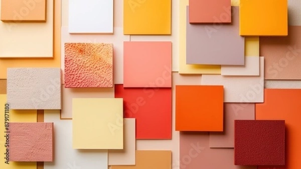 Fototapeta Color schemes on beige backdrop from above