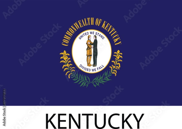 Fototapeta Kentucky Flag, United States Flags, Black and White Image, Vector Image, Editable illustration, Geography, Learn US Flags