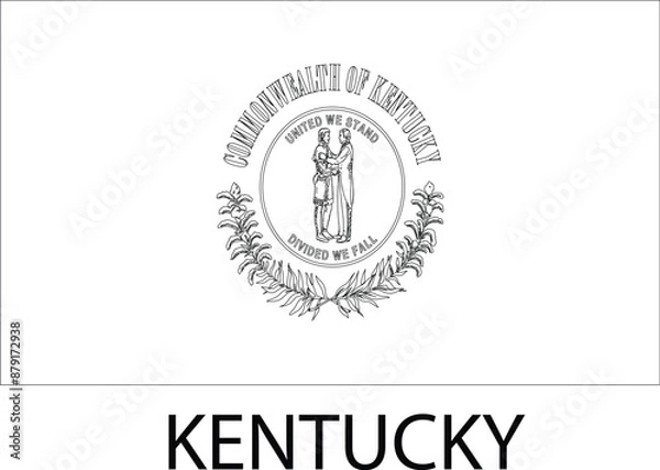 Fototapeta Kentucky Flag, United States Flags, Black and White Image, Vector Image, Editable illustration, Geography, Learn US Flags