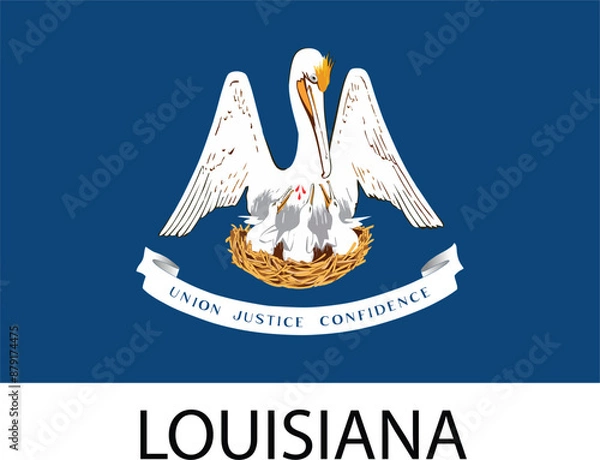 Fototapeta Louisiana Flag, United States Flags, Black and White Image, Vector Image, Editable illustration, Geography, Learn US Flags