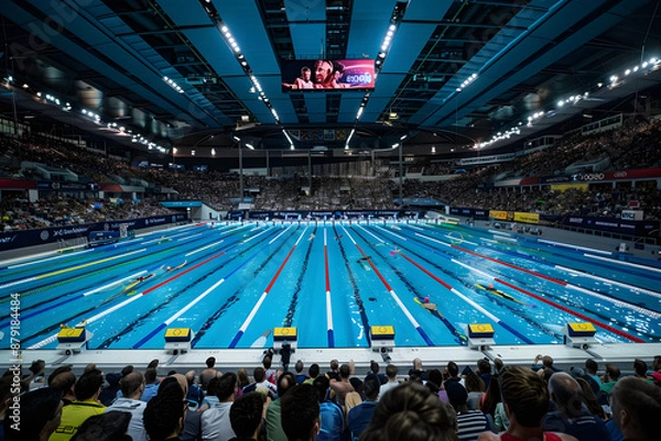 Fototapeta Swimming competition at the Paris 2024 Olympic Games