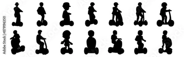 Obraz Segway silhouettes set, pack of vector silhouette design, isolated background