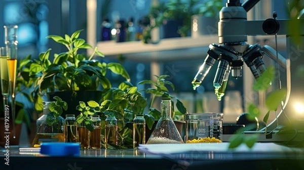 Obraz Scientists Conducting Botanical Research in Modern Labs